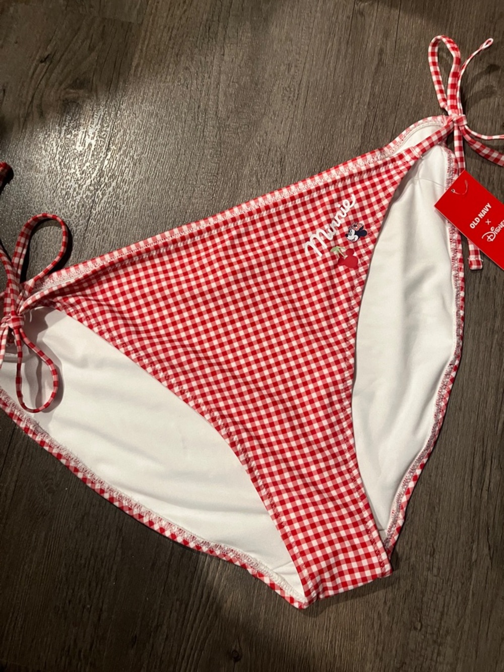 Old Navy Red Gingham Tie-Side Bikini Bottoms with Minnie Accent